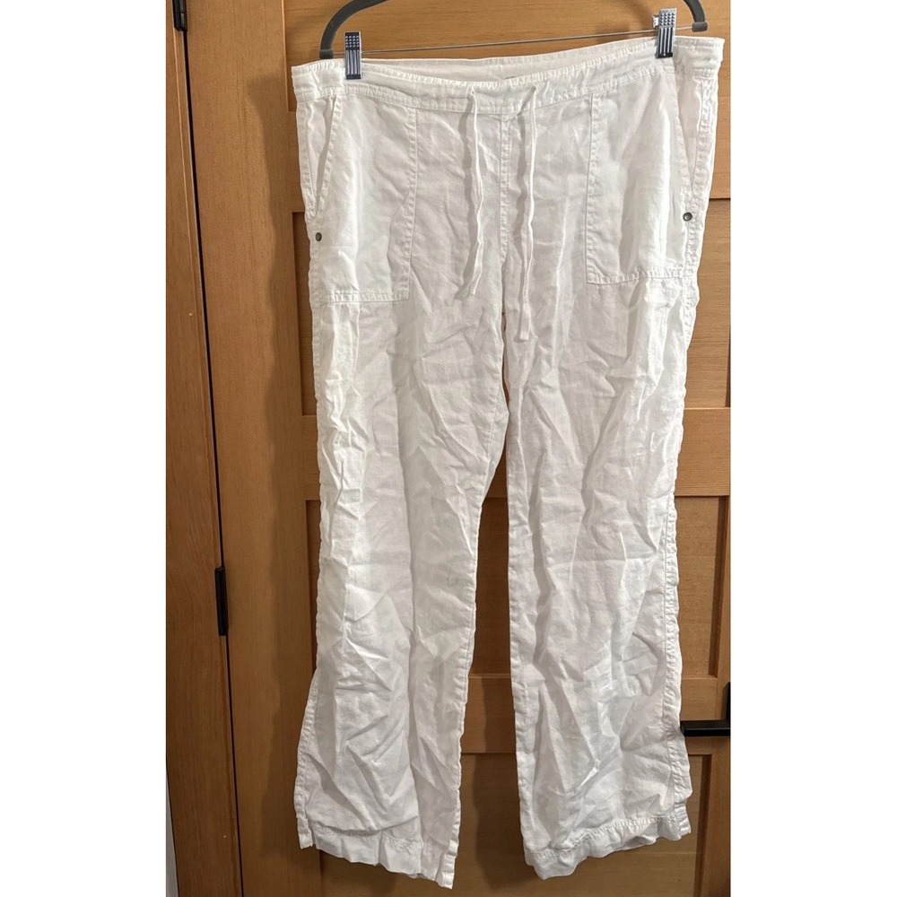 Michael Stars White Linen Drawstring Pants Sz Large Sheer Swim Beach Wear
